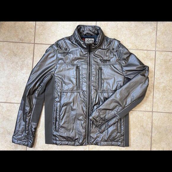 VTG REPLAY Men’s Moto Bomber Jacket Hood XXL Metallic Gray Polyamide Fashion Box - Picture 13 of 15